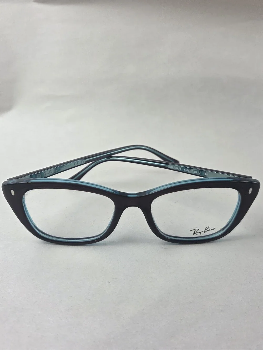 Ray-Ban RB5433 8366 52/19/140 OPTICS Polished Black On Transparent Blue